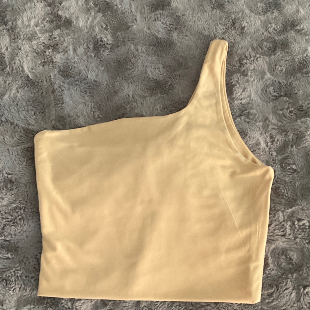 Better Be One-Shoulder Crop Top in Pale Yellow
